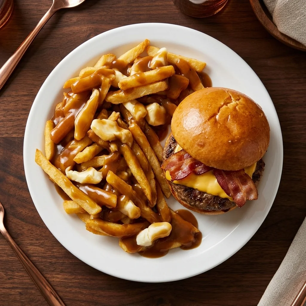Poutine with real cheese curds at Pelly Pine Restaurant in Pelly, SK